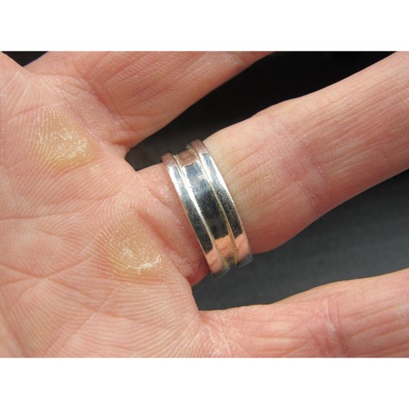 Size 6.75 Sterling Silver Odd Channel Wide Band Ring - Picture 3 of 7